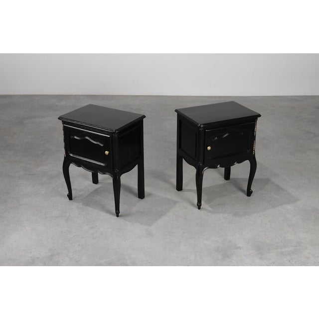 Vintage French Nightstands in Carved Wood, 1950s, Set of 2 For Sale - Image 10 of 13