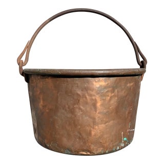 Monumental Antique Copper and Iron Apple Butter Cauldron For Sale