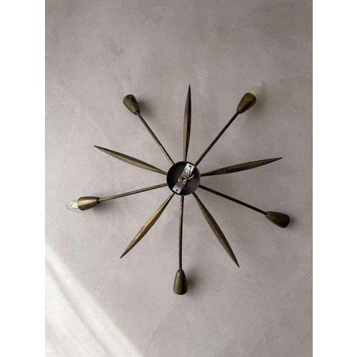 Metal Mid-Century Modern Sputnik Ceiling Lamp in Brass, 1950s For Sale - Image 7 of 10
