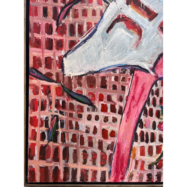 Textile Large Vintage Belgian Painting on Canvas For Sale - Image 7 of 10