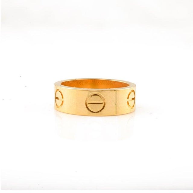 Metal Fine Jewelry 14k Solid Yellow Gold Screw Engraved Love Band Ring Size 7 For Sale - Image 7 of 8