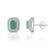 1.3Ct Emerald and Diamond Double Halo Stud Earrings in 14k Gold- A Pair For Sale - Image 4 of 16