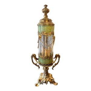1960s Mid-Century Modern Brass and Art Glass Table Lamp
