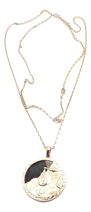Van Cleef & Arpels Zodiaque Libra Obsidian Rose Gold Pendant Long Necklace