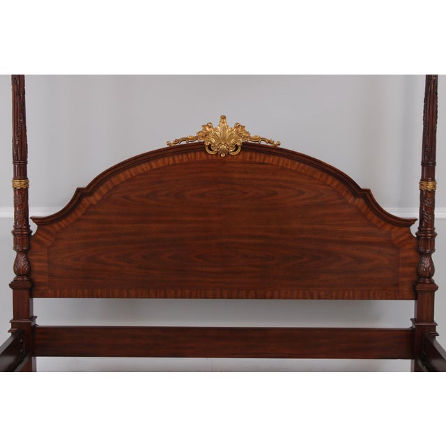 Maitland Smith George III Style King Size Mahogany Tester Canopy Bed For Sale - Image 11 of 18