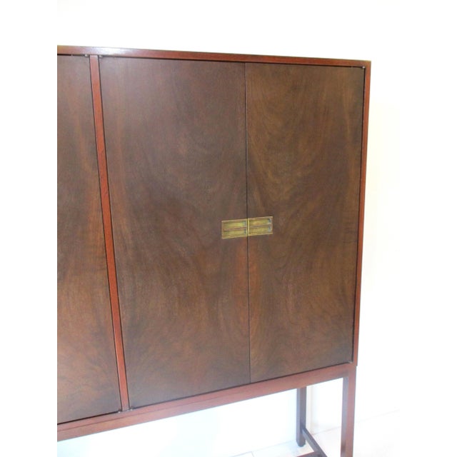 Burl Wood 2 Pc. Cabinet / Server in the Style of Baker For Sale - Image 11 of 13