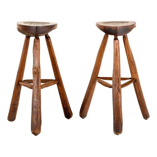 Brutalist Bar Stools, Set of 2 For Sale