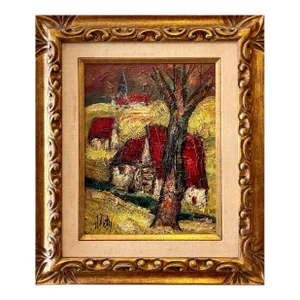 Henri d'Anty, French Modernist, Oil Painting Expressionist Village Farm Landscape Ecole Paris