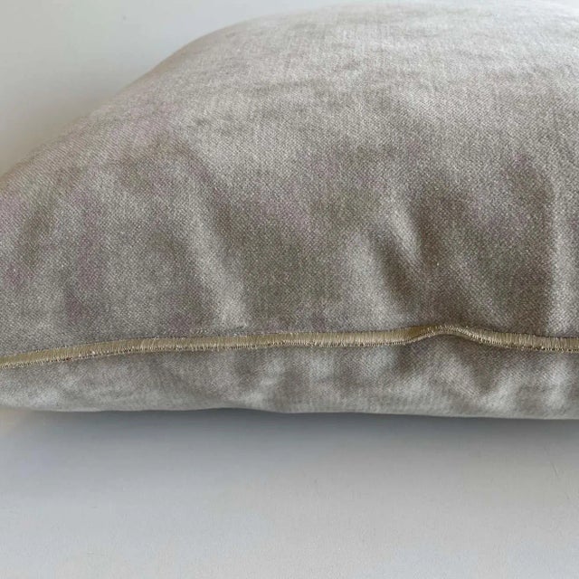 European vintage velvet accent pillow with down feather insert Size: 14" x 23" Color: Ciment (a light gray) Zipper...