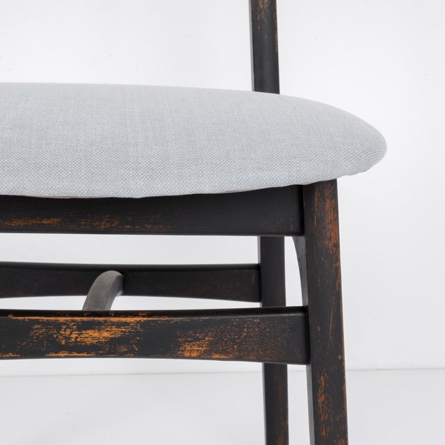 1970s 1970s Polish Wood Black Patinated Chair with Upholstered Seat and Back For Sale - Image 5 of 18