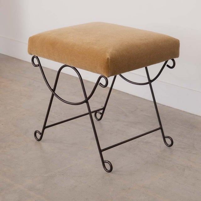 Panoplie Iron Loop Stool, Camel Mohair For Sale - Image 4 of 11