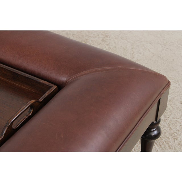 Brown Lillian August by Drexel Leather Coffee Table Ottoman For Sale - Image 8 of 15
