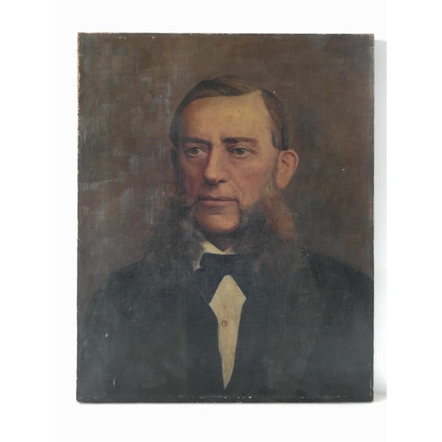 Late 19th Century Gentleman With Serious Side Whiskers Portrait Painting For Sale In Seattle - Image 6 of 8