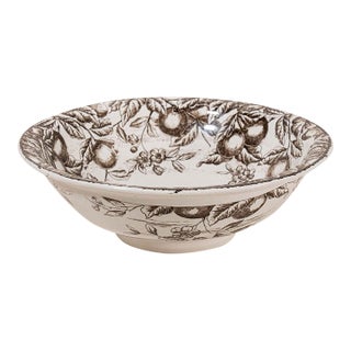 Large Vintage Brown Transferware Bowl For Sale