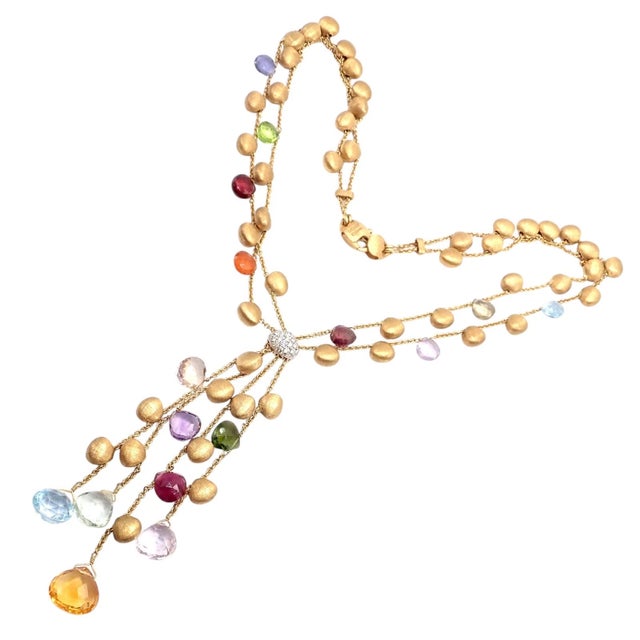Metal Marco Bicego Yellow Gold Paradise Gemstone Diamond Necklace For Sale - Image 7 of 9