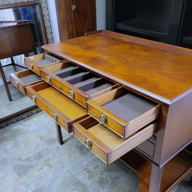 Mid 20th Century English Mahogany Silverware Server Chest Buffet by Bevan Funnell, Reprodux For Sale - Image 5 of 12