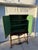 Vintage Chinoiserie Green Lacquer Cabinet With Hand Painted Asian Scenes and Ornate Carved Base For Sale - Image 11 of 12