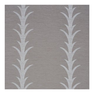 Sample - Schumacher X Celerie Kemble Acanthus Stripe Vinyl Wallpaper in Grey For Sale
