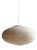 Large Vintage Oval Flattened Pink Rattan and Natural Linen Pendant Light, 1980s For Sale