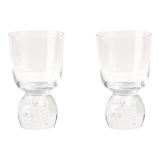 Clear Hand-Blown Bubble Glass Tumbler, Set of 2 For Sale