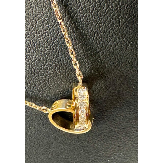 Early 21st Century Adjustable 16-18", 18 Karat Rose Gold LOVE pendant, half-paved, 5.4 Gm For Sale - Image 5 of 18