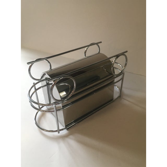 1970s Art Deco Style Chrome Caboose Wine Bottle Trolly For Sale - Image 9 of 11