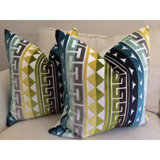 Jonathan Adler “Seurat” Seaside Down Fillled Pillows- a Pair For Sale In Atlanta - Image 6 of 7