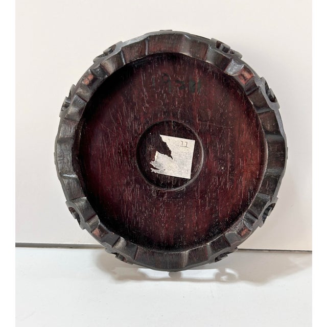 Vintage Chinese Famille Noire Style Porcelain Cachepot With Wood Stand For Sale - Image 11 of 11