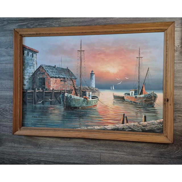 Nautical Mid 20th Century Max Savy Oil on Canvas For Sale - Image 3 of 10