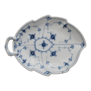 B&g Bing & Grondahl Royal Copenhagen Plain Blue Leaf Pastry Pickle Serving Dish