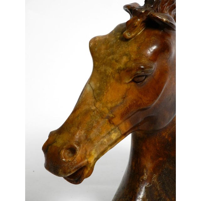Large Horse Head Sculpture in Brown Soapstone, 1960s For Sale - Image 15 of 18