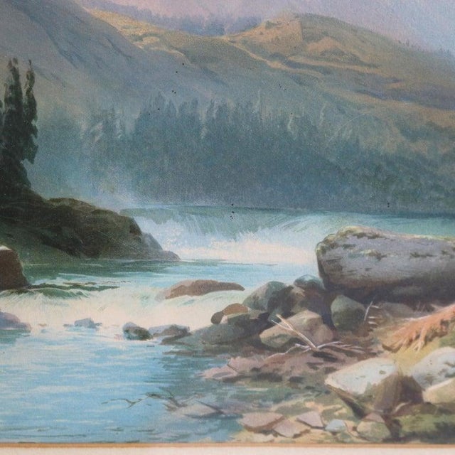 Wood Antique Italian Watercolor Landscape Scene With Ebonized Walnut Frame C1890 For Sale - Image 7 of 13
