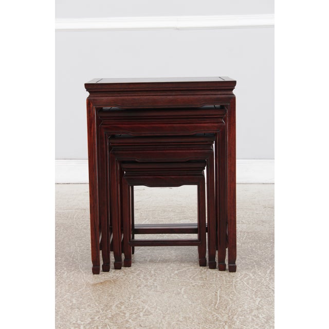 Vintage Chinese Rosewood 4 Stack Nesting Tables For Sale - Image 12 of 15