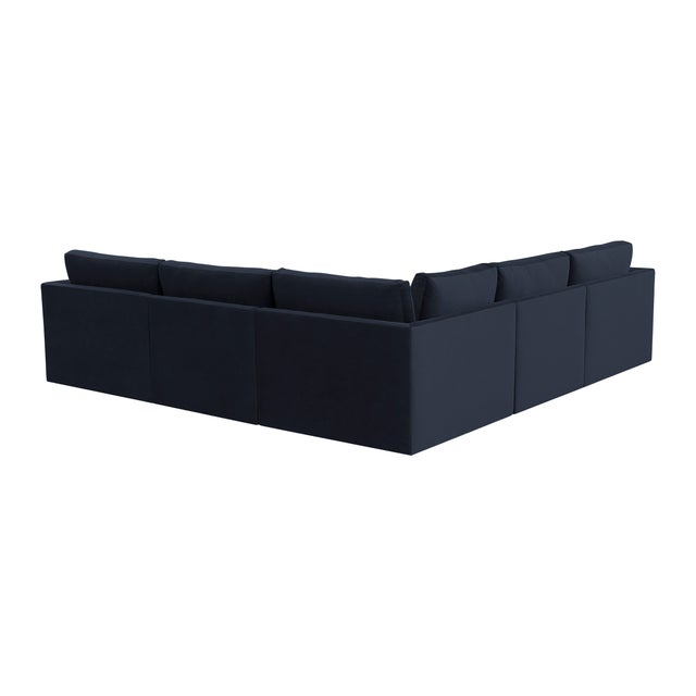 Willow Navy Modular 5-Piece Performance Velvet L Sectional For Sale - Image 4 of 7
