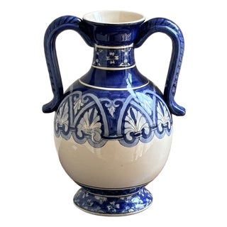 Hand Painted Mediterranean-Style Amphora Form Vase For Sale