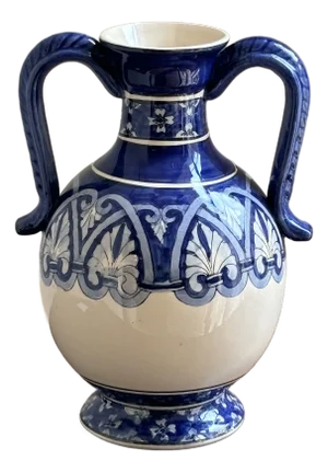 Hand Painted Mediterranean-Style Amphora Form Vase