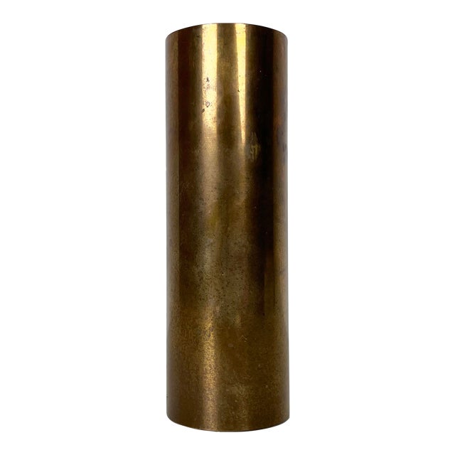 Vintage Brass Cylinder Candleholder For Sale