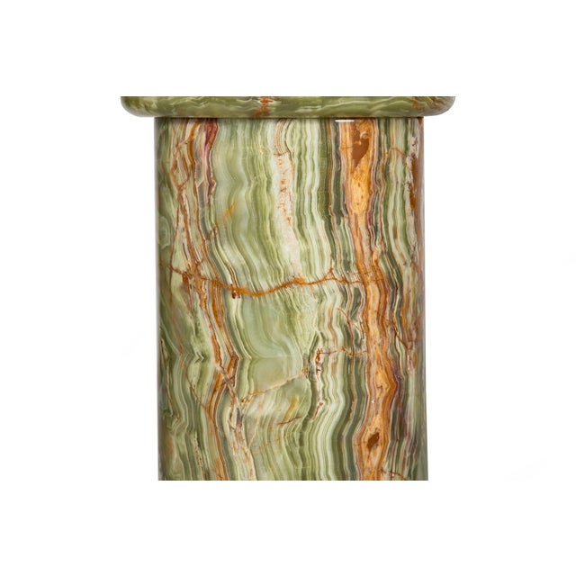Roman Style Green & Brown Translucent Onyx Pedestal Column For Sale - Image 12 of 13