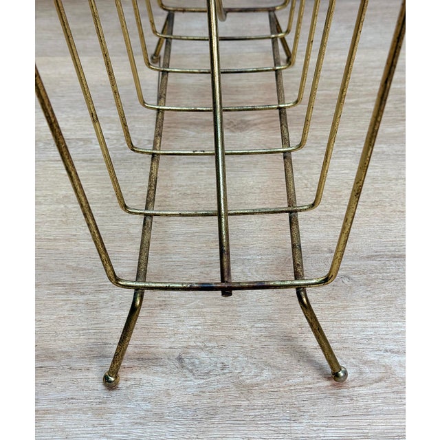 Mid 20th Century Mid-Century Gold Aluminum Spear Head Record Caddy Magazine Rack For Sale - Image 5 of 7