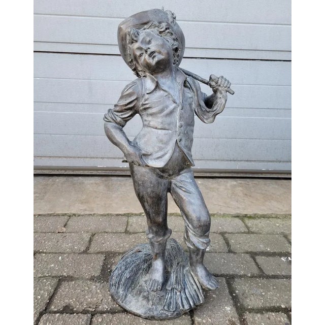 Antique Bronze Statue of Farmer with Flail For Sale - Image 9 of 9