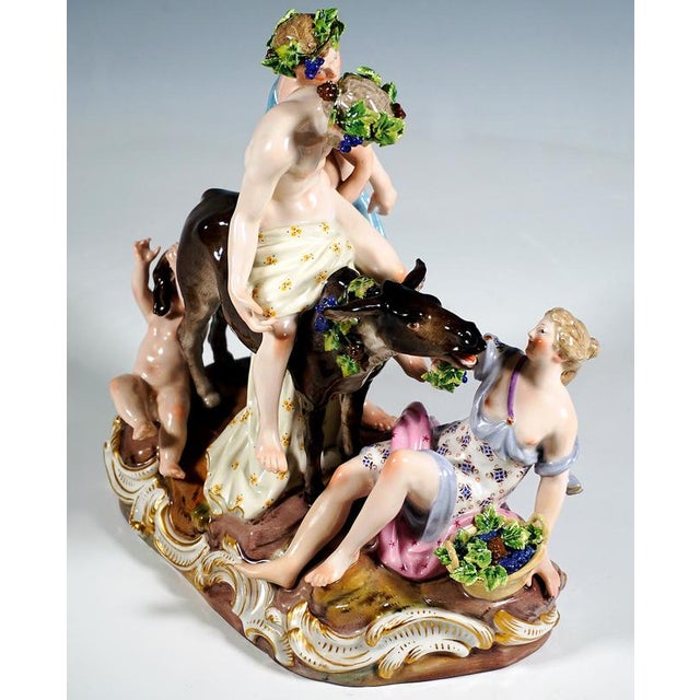 Ceramic Bacchant Group with Drunken Silenus on Donkey by E. A. Leuteritz for Meissen, 1860 For Sale - Image 7 of 10