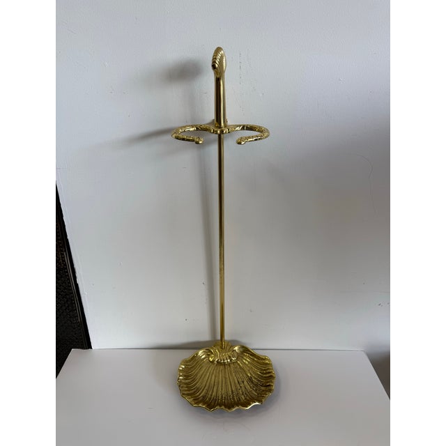 Metal Vintage Brass Fireplace Tool Set Scallop Shell Design For Sale - Image 7 of 12