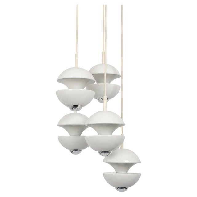 White Cascading Pendant from Kaiser Leuchten, 1970s For Sale - Image 13 of 13