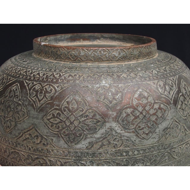 Large Antique Islamic Engraved Tinned Copper Bowl, 1890s For Sale - Image 9 of 18