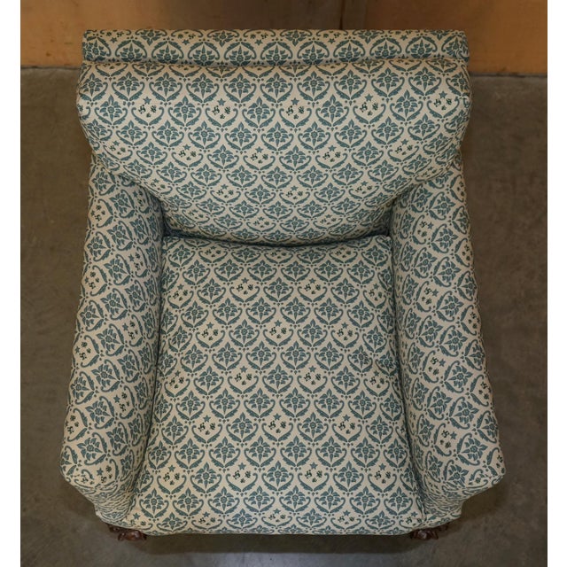 Gold Claw & Ball Feet Armchair with Ticking Fabric For Sale - Image 8 of 18