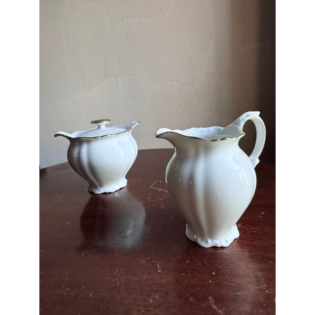 Ceramic Mid-20th Century Seltmann Weiden Theresia Bavaria Porcelain Coffee Pot Creamer Sugar Set - Set of 3 For Sale - Image 7 of 17