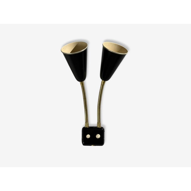 Upsala Armaturfabrik, Adjustable Wall Sconce, Black Metal, Brass, Sweden, 1960s For Sale In New York - Image 6 of 13
