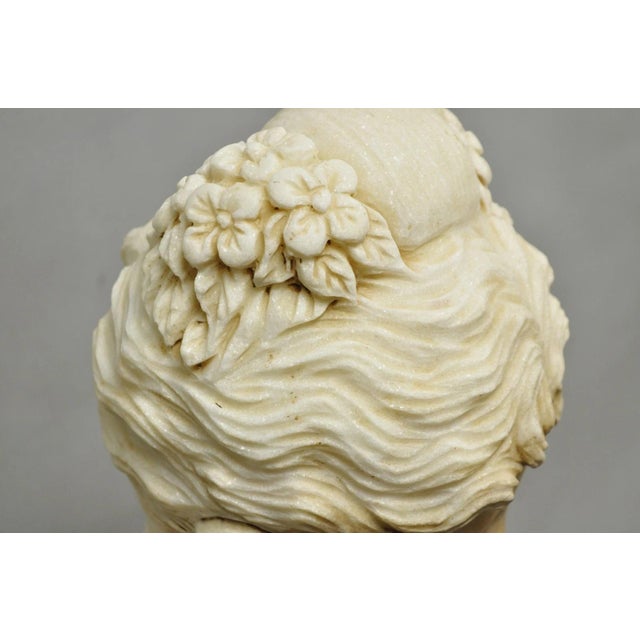 Vintage Victorian Style Carved Marble Young Lady Maiden Bust Statue Sculpture For Sale - Image 15 of 16