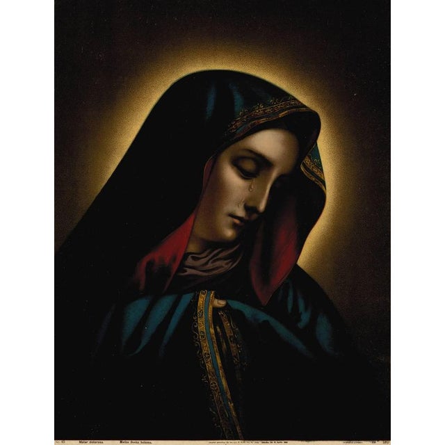Mater Dolorosa, 1899 German Chromolithograph of the Sorrowful Mother, Dresden This exquisite late-19th-century...