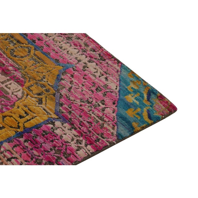 2010s Rug & Kilim’s 17th-Century Classic Style Runner in Gold, Pink & Blue Medallions For Sale - Image 5 of 8